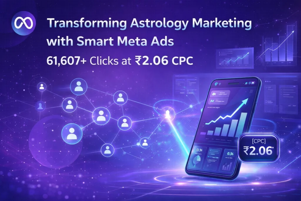 Meta Ads astrology case study banner with ₹2.06 CPC
