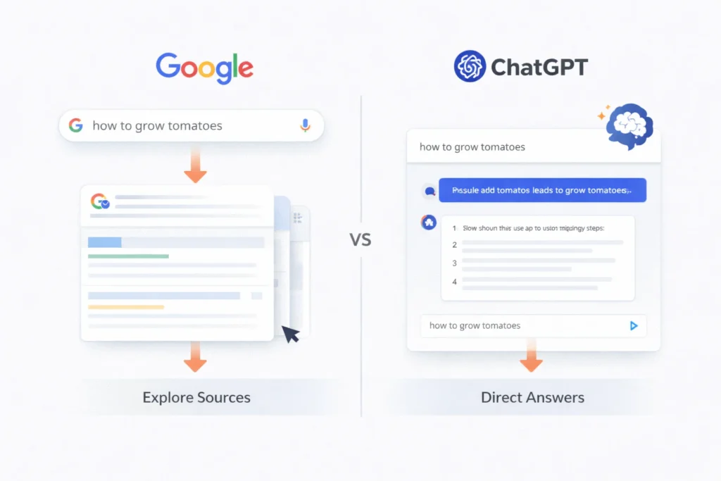 Google vs ChatGPT User Flow Comparison