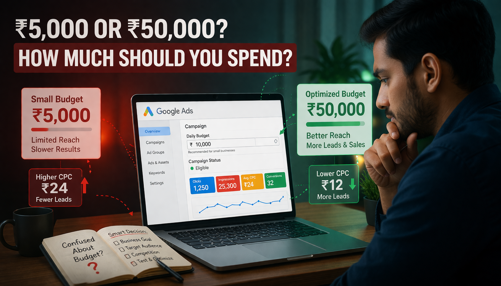 how much to spend on Google Ads India small business