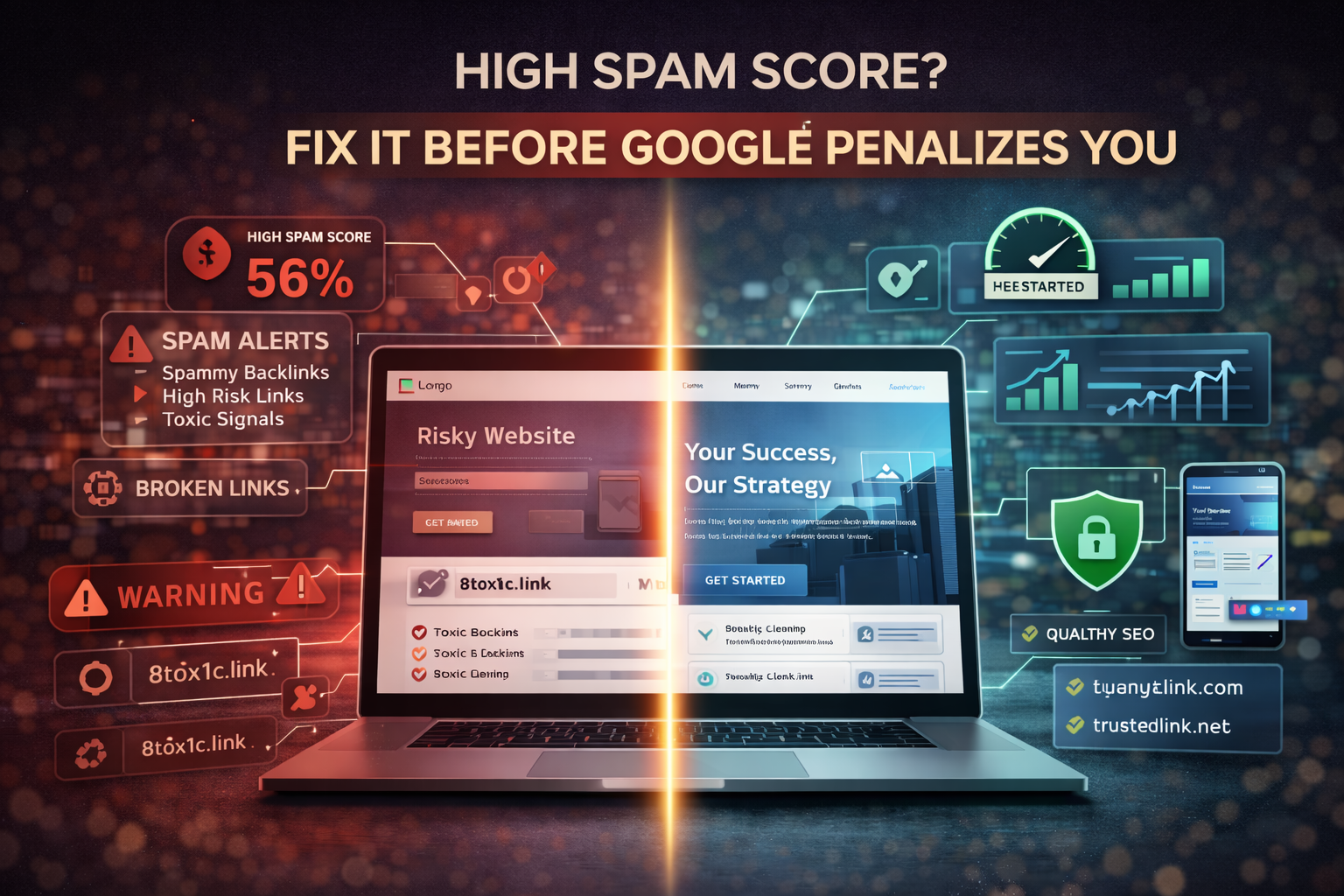 how to reduce spam score of website