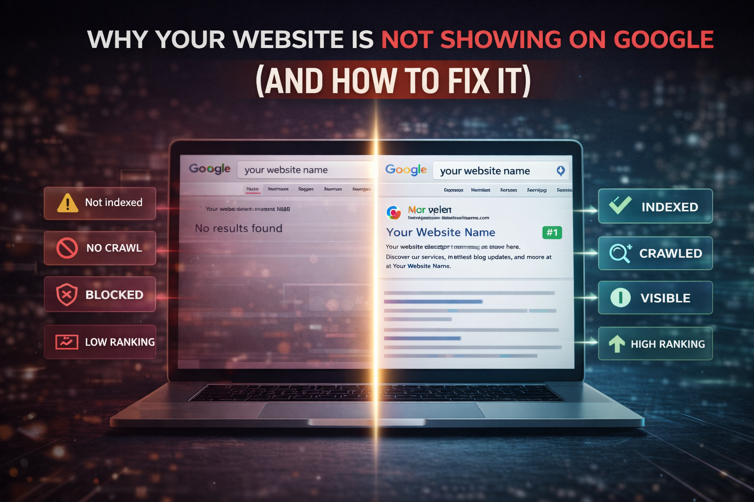 why my website is not showing in google search