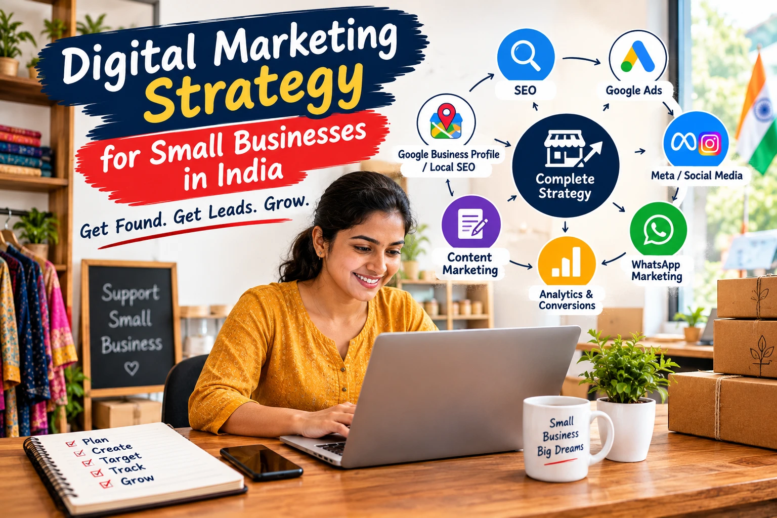 Digital Marketing Strategy for Small Businesses in India with local SEO, Google Business Profile, social media and paid ads