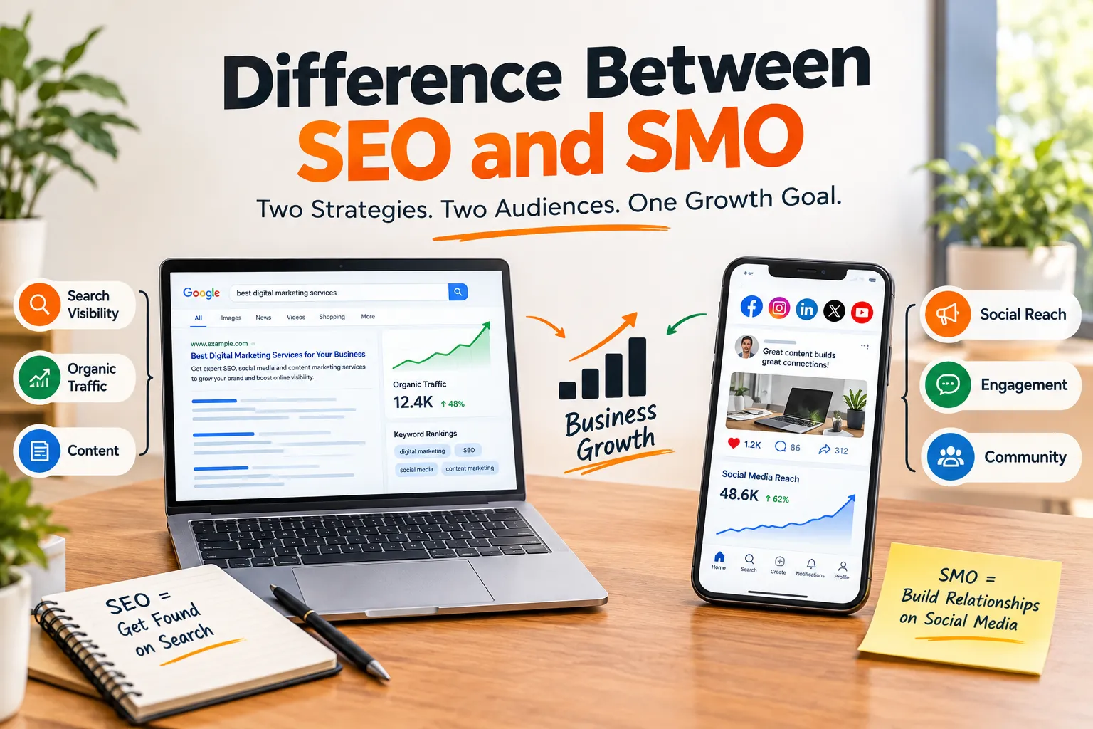 difference between SEO and SMO